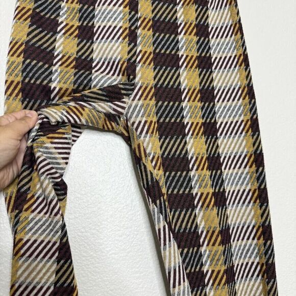Free People Pants Sz 2 Plaid Checkered Kick Flare Cropped Knit 70s Hippie Retro - Picture 8 of 15
